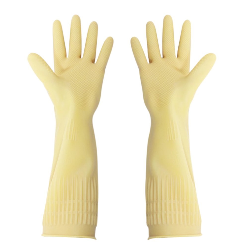 Valinks 38cm Rubber Gloves Reusable Long Rubber Gloves Dishwashing
