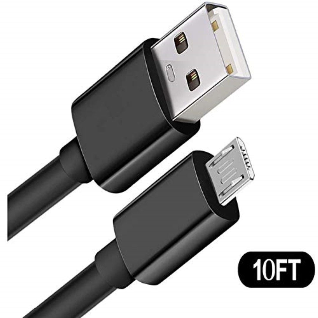 Long 10FT USB to Micro USB Cable Android Charger Charge Quick Date Trasfer Micro Cable TPE USB Cable Cords for Kindle Fire,Samsung Galaxy S7 Edge/S6/Tablet,LG,PS4-Black | Walmart Canada