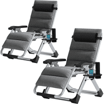 Slsy 2 Pack Zero Gravity Chair, Adjustable Reclining Lounge Chair with Removable Cushion, Headrest, Cup Holder for Indoor Outdoor, Supports Over 440lbs