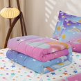 thumbnail image 5 of Manfei Kawaii Rainbow Zipper Queen Comforter Set with Fitted Sheet and 2 Pillowcases, Bling Stars Print Zipper Bedding Set, Blue Pink, Stars Reversible, 4pcs, 5 of 7