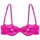 thumbnail image 5 of Sujetador sin forro con pezón abierto y diamantes de imitación brillantes para mujer, lencería transparente de encaje Floral, ropa interior con sujetador de media copa de realce, 5 of 5