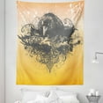 thumbnail image 1 of Black Tapestry, Halloween Theme Vector Illustration of a Wicked Crow and Ornate Flowers Print, Fabric Wall Hanging Decor for Bedroom Living Room Dorm, 5 Sizes, Black and Mustard, by Ambesonne, 1 of 1