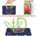 thumbnail image 3 of For Samsung Galaxy Tab S10 Lite/S10 FE/S9 FE 10.9 inch Case, 360 Rotatable Handle Stand, Shoulder Strap, Drop-Proof Design, NavyBlue Lime, 3 of 7