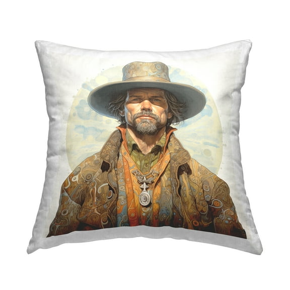 Stupell Industries Patterned Rodeo Cowboy Decorative Printed Throw Pillow, 18 x 18
