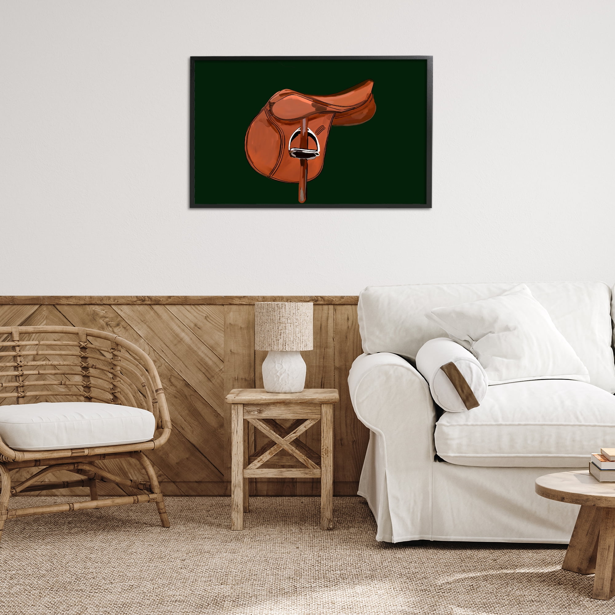 Stupell Industries Brown Horse Saddle Abstract Painting Black Framed Art Print Wall Art, 30 x 20
