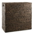 thumbnail image 4 of Casafield 2-Section Laundry Hamper with Lid and Removable Liner Bags - Espresso Dark Brown, Woven Water Hyacinth Laundry Basket for Clothes, 4 of 7