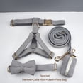thumbnail image 4 of Light Grey Corduroy Dog Collar And Leash With Custom Engraved Nameplate, 4 of 17