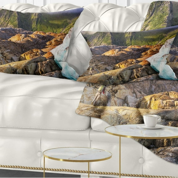 Designart Hike in Norway Mountains - Landscape Printed Throw Pillow - 12x20