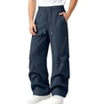 thumbnail image 3 of Dvprdro Wide Leg Sweatpants for Men Elastic Waist Drawstring Casual Athletic Sweat Pants Loose Fit Stretch Trousers Fashion Workout Joggers with Zipper Pocket, 3 of 7