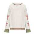 thumbnail image 7 of Feancey Womens Y2K Sweatshirts Star Graphic Oversized Sweatshirt Drop Shoulder Long Sleeve Crewneck Pullover Tops Cropped Casual Fall Outfits Pink M, 7 of 7