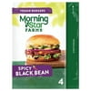MorningStar Farms Spicy Black Bean Veggie Burgers, Plant Based Protein, 9.5 oz, 4 Count (Frozen)