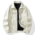thumbnail image 2 of Men's Casual PU Leather Jacket with Oversized Lapels Stylish Lightweight Outerwear for Everyday Wear, 2 of 2