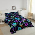 thumbnail image 3 of Manfei Gothic Skull Comforter Sets Queen Size,Gradient Ombre Bedding Queen Comforter Set,Exotic Flower Comforters & Duvets,Microfiber Halloween Bedroom Decoration,Reversible,3 Pieces, 3 of 8