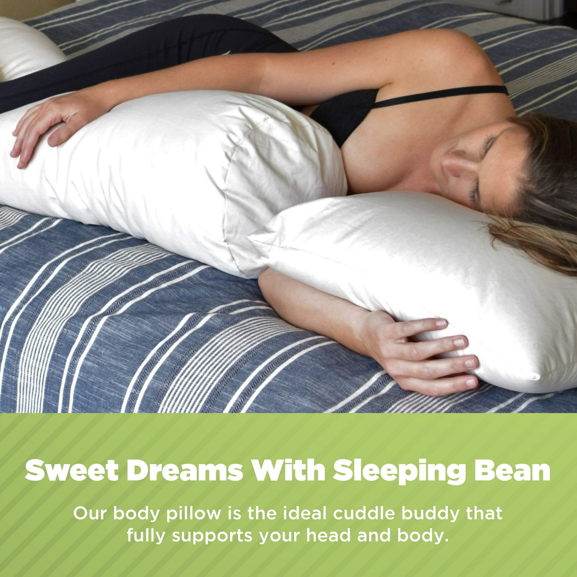 Body Pillow 66x10” – Hypoallergenic Long Pillow for Full Body Support - Comfortable Sleeping Bean with Polyester Fill