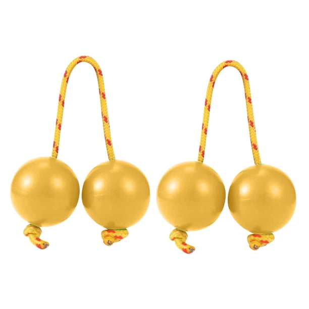 Kashaka Instrumentos de percusión de mano. Sonajas de plástico con cuerda trenzada para práctica rítmica y actuaciones musicales (Amarillo).