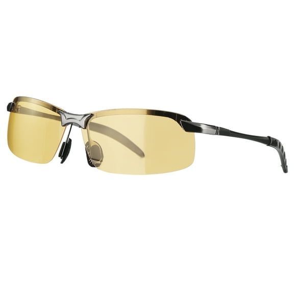 Sport Sunglasses Cycling Polarized Sun Glasses for Men Mountain Bike Bicycle Driving Fishing Running, Gun Gray/Yellow