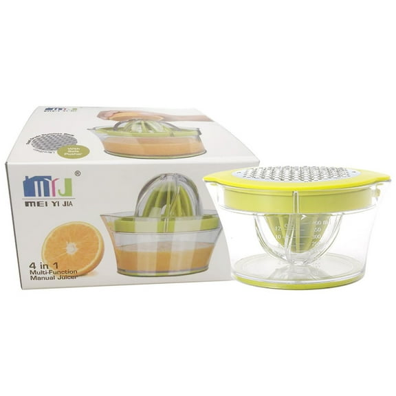 Citrus Lemon Orange Juicer Manual Hand Squeezer with Built-in Measuring Cup and Grater, 12OZ,yellowish green