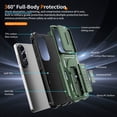 thumbnail image 4 of For Samsung Galaxy S26 Phone Case,WIth Invisible Kickstand,Sliding Camera Cover,Military Grade Protective Heavy Duty Protection Shockproof Anti-Scratch Rugged Durable Phone Case,Green, 4 of 11