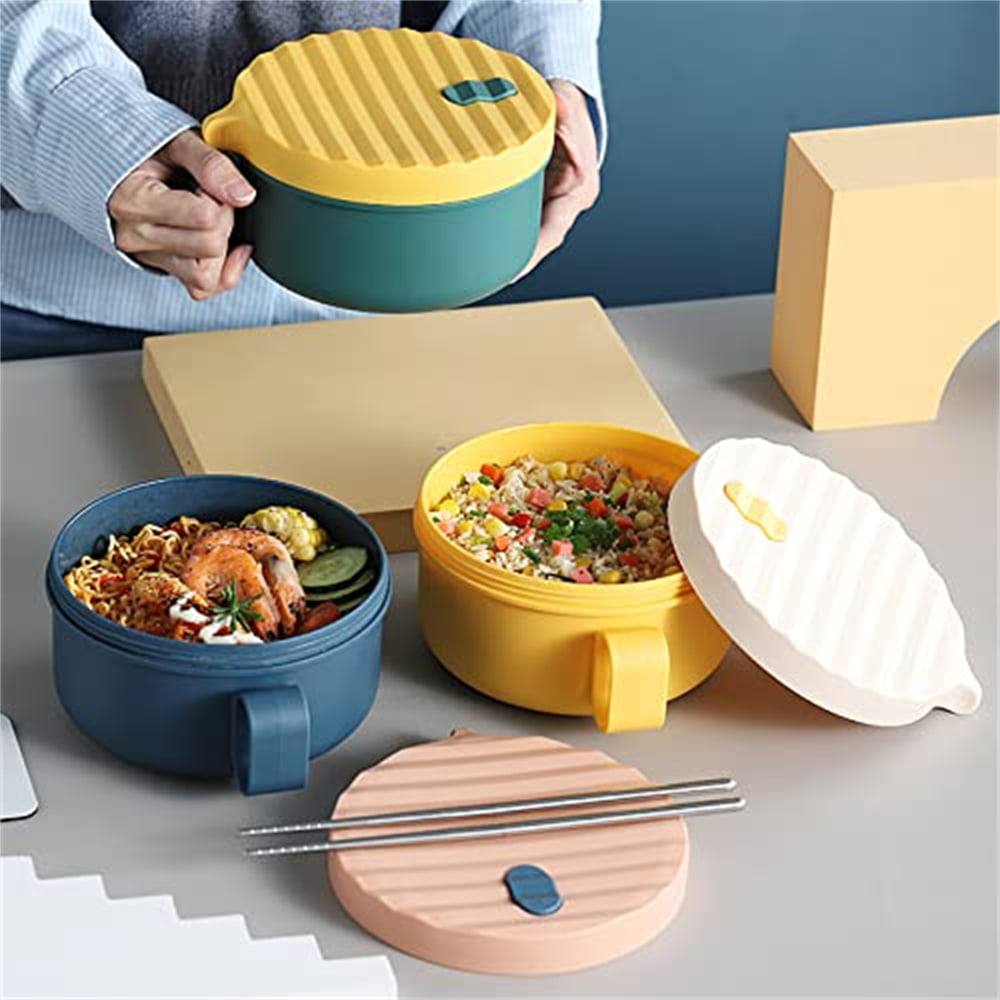 Microwave Ramen Bowl Set with Lid and Chopsticks, Soup Bowl with Handle