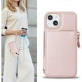 thumbnail image 4 of iPhone 14 Phone case Wallet with Zipper Card Holders for Women, iPhone 14 Case Wallet with Credit Card with Ring Kickstand Zipper Stand Case for iPhone14 - Pink, 4 of 9