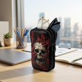 thumbnail image 7 of SEANATIVE Portable Sunglasses Case Neoprene Eyeglasses Pouch with Zipper, Dual Compartment Glasee Pouch Lightweight Protective Eyewear Case Multifunctional Glasses Bag, Red Skull Pattern, 7 of 7