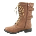 thumbnail image 2 of Pack-72 Women's Mid Calf Zipper Low Heel Combat Military Lace Up Boots Shoes, 2 of 2