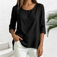 thumbnail image 4 of Lmueinov 3/4 Sleeve Length Tops for Women 100%Cotton Solid Crew Neck Casual Tunic Shirts Lightweight Pullover Blouses for Summer Fall Daily Vacation, 4 of 7