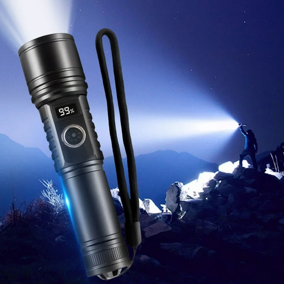 Rechargeable LED Flashlight with Zoom Focus, 18650 Battery, USB Charging for Outdoor Camping Hiking Emergency Use