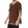 thumbnail image 4 of Camisas de Manga Corta de los Hombres Estilo Étnico Impreso Hendidura Cuello en V, Ligero Top Transpirable para la Primavera Y el Verano, 4 of 5