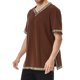 thumbnail image 3 of Camisas de Manga Corta de los Hombres Estilo Étnico Impreso Hendidura Cuello en V, Ligero Top Transpirable para la Primavera Y el Verano, 3 of 5