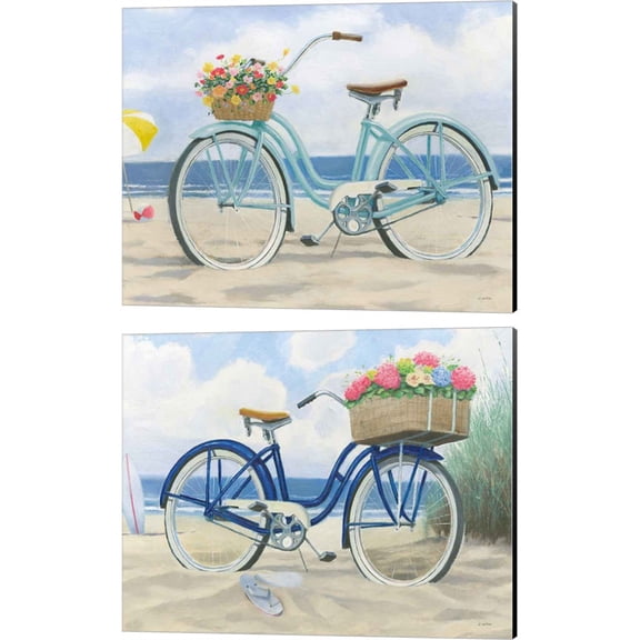 Great Art Now Beach Time by James Wiens 2 Piece Canvas Art Set Each 15"W x 12"H