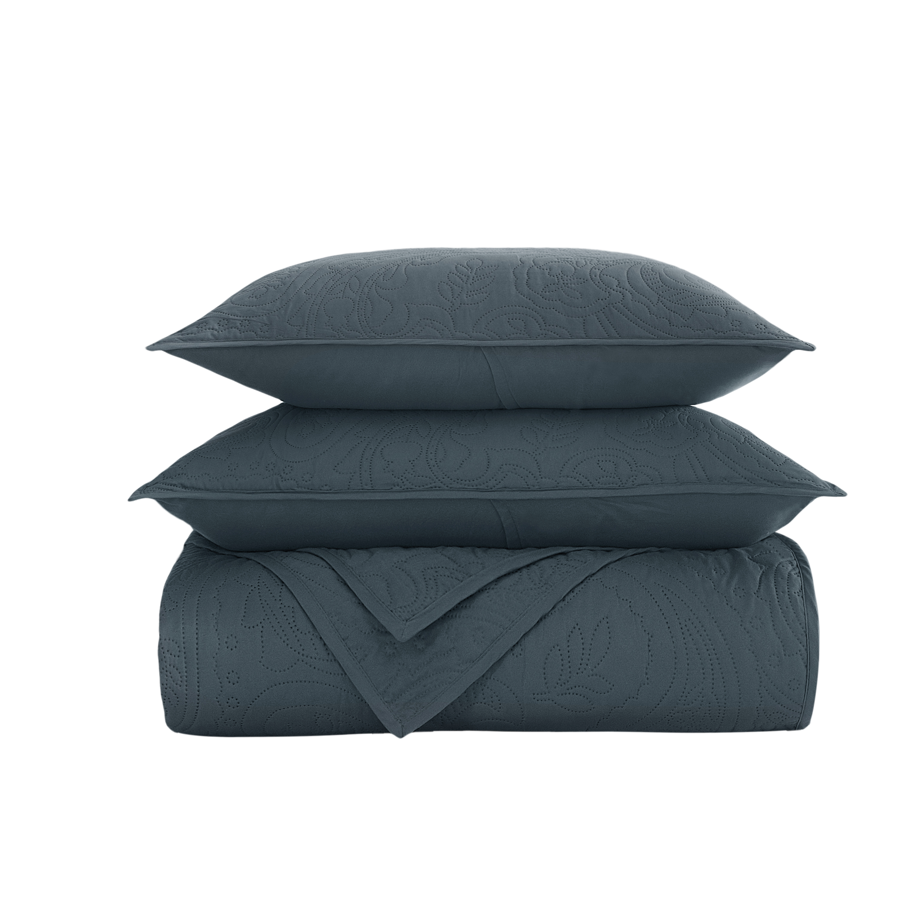 Bourina Modern Floral 3-Piece Quilt Set– King,Dark Grey,Lightweight & Comfortable,Perfect for All Seasons