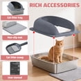 thumbnail image 5 of SHOUFTW 24 Inch Stainless Steel Cat Litter Box with Lid, Extra Large Enclosed Cat Litter Pan, High Wall Anti-Splash Design, Odor Control, Anti-Leakage, Includes Scoop and Mat, Dark Grey, 5 of 9
