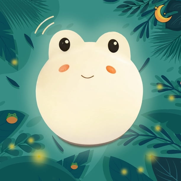 Luz nocturna para niños pequeños, linda luz de rana de silicona con toque de bebé, para lactancia, guardería, lámpara extruida, animales LED, niños, adolescentes, niño, niña, luz nocturna suave, rega TUNC Sencillez