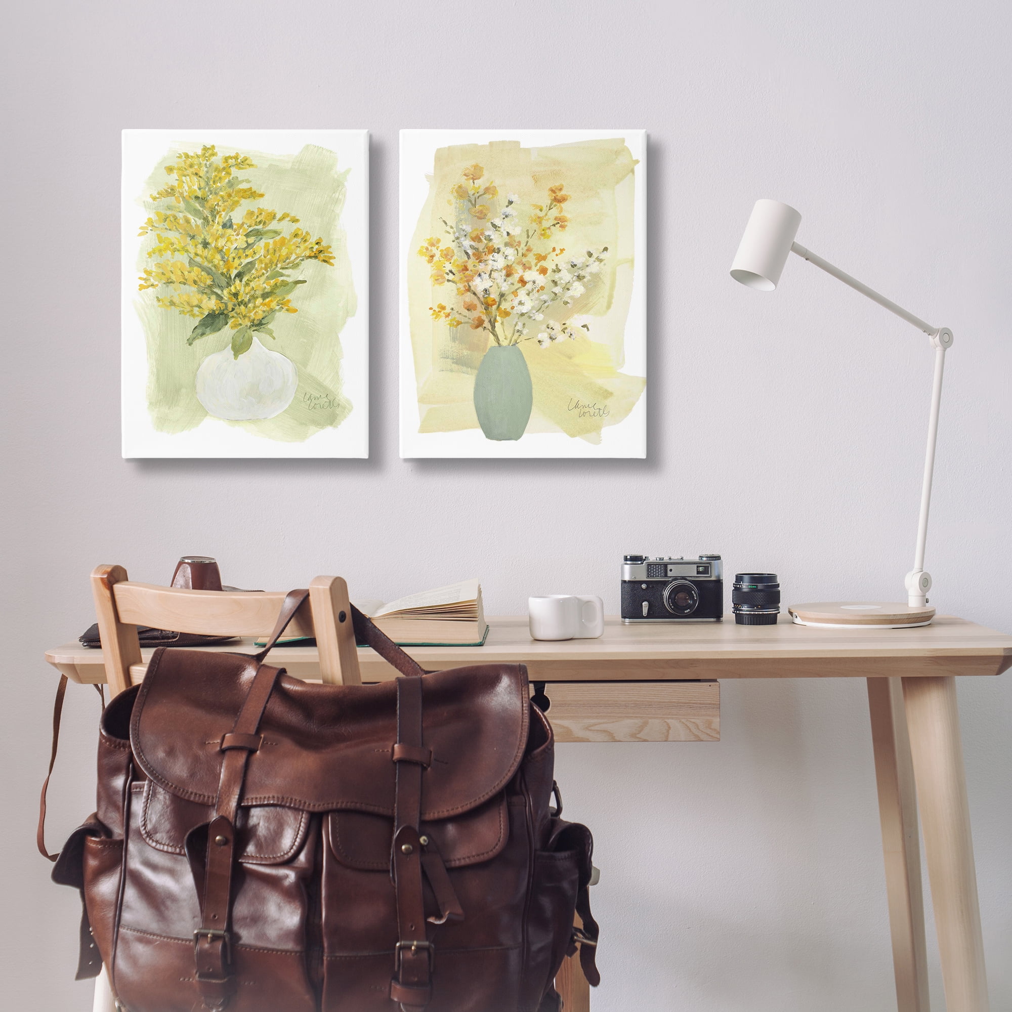 Stupell Industries Yellow Wildflowers in Bloom Floral & Botanical Painting Wrapped Canvas Art Print Wall Art, 16 x 24, Set of 2