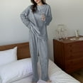 thumbnail image 2 of Wiyuqeen Comfy Sets for Women Clothing Oversized Coral Fleece Loungewear 2 Piece Crew Neck Pullover Baggy Pants Solid Pajama Sets, 2 of 7