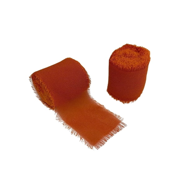 Orange Chiffon Ribbon for Crafts - 1 1/2" x 5 Yards, 2 Rolls, Halloween, Fall, Thanksgiving, Christmas, Gift Wrapping, Wreaths, Bows, Present, Wedding, Reception, Bridal Shower