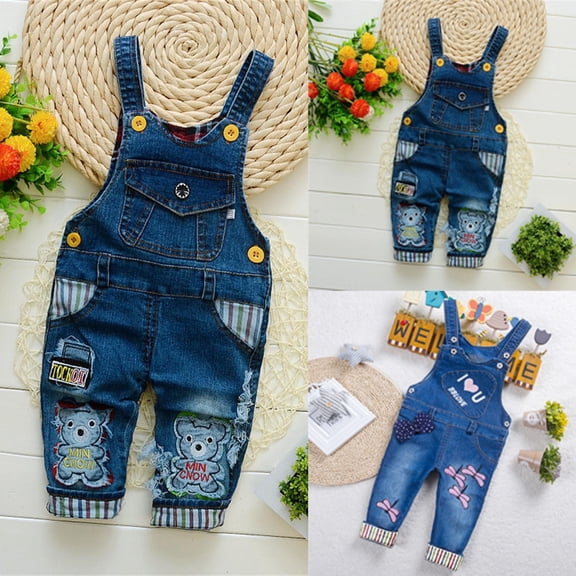Baby Girl Pants Baby Denim Shorts Overalls Jumpsuit Boys Girls Summer Casual Blue 18-24 Months