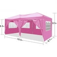 thumbnail image 3 of Hassch 10x20ft Pop up Canopy Tent with 6 Removable Sidewalls, Instant Folding Shelter with Carry Bag & 4 Sand Bags for Outdoor, Party, Wedding, BBQ, Pink, 3 of 6