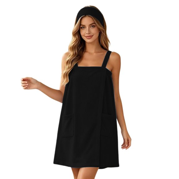 Ovbmpzd Mini Beach To City Summer Dress for Women Loungewear Comfy Black Slip Dresses Casual Sleeveless Dresses With Pockets,XXL