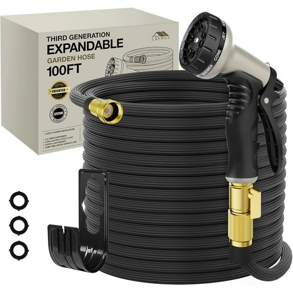 100FT HEAVY DUTY EXPANDABLE GARDEN HOSE 3-LAYER FLEXIBLE PIPE 10 FUNCTION SPRAY