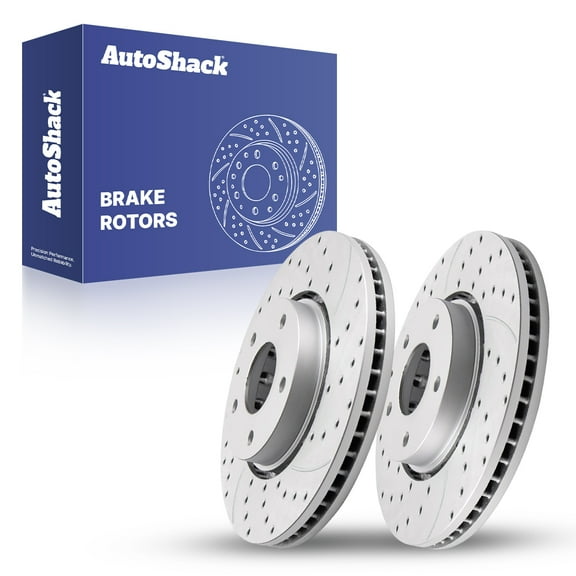 AutoShack Front Brake Rotors for Mazda, CX-5 2016-2025 6 2019-2021, FWD AWD L4 2.0L 2.5L - Coated Drilled & Slotted - Silver Matte Finish - TurboGuard - 11.69" (297 mm), 5-Lug