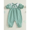 thumbnail image 4 of Suealasg Baby Girl Clover Plaid Romper Shirred Round Neck Ruffle Short Sleeve Bodysuit Irish Clothes, 4 of 9