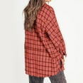 thumbnail image 4 of Brnmxoke Women's Flannel Shirts Plaid Flannel Shirts for Women Oversized Long Sleeve Button Down Buffalo Plaid Shirt Blouse Tops Orange,M, 4 of 9