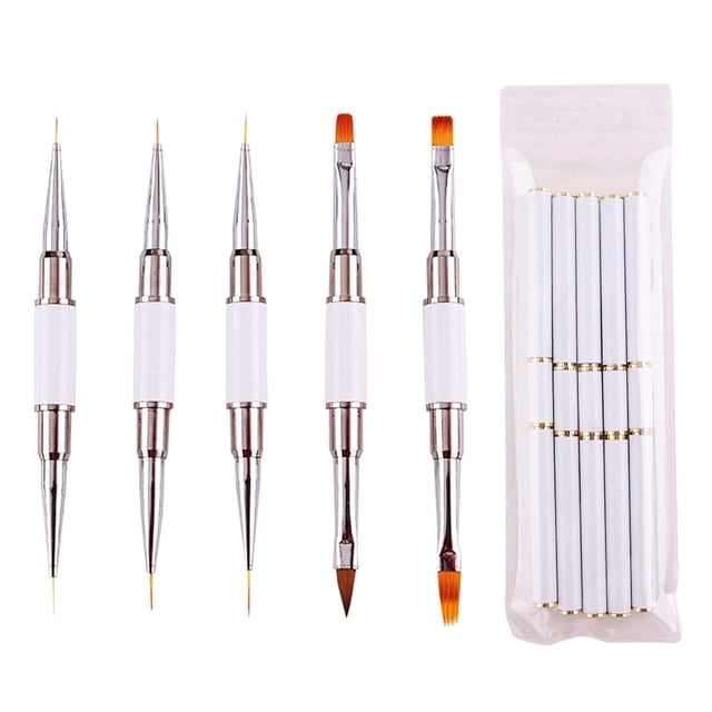 Juego de pinceles para decoración de uñas, 5 pinceles para diseño de uñas con tapa para bolígrafo, pincel para uñas en gel, pincel para delineador de uñas