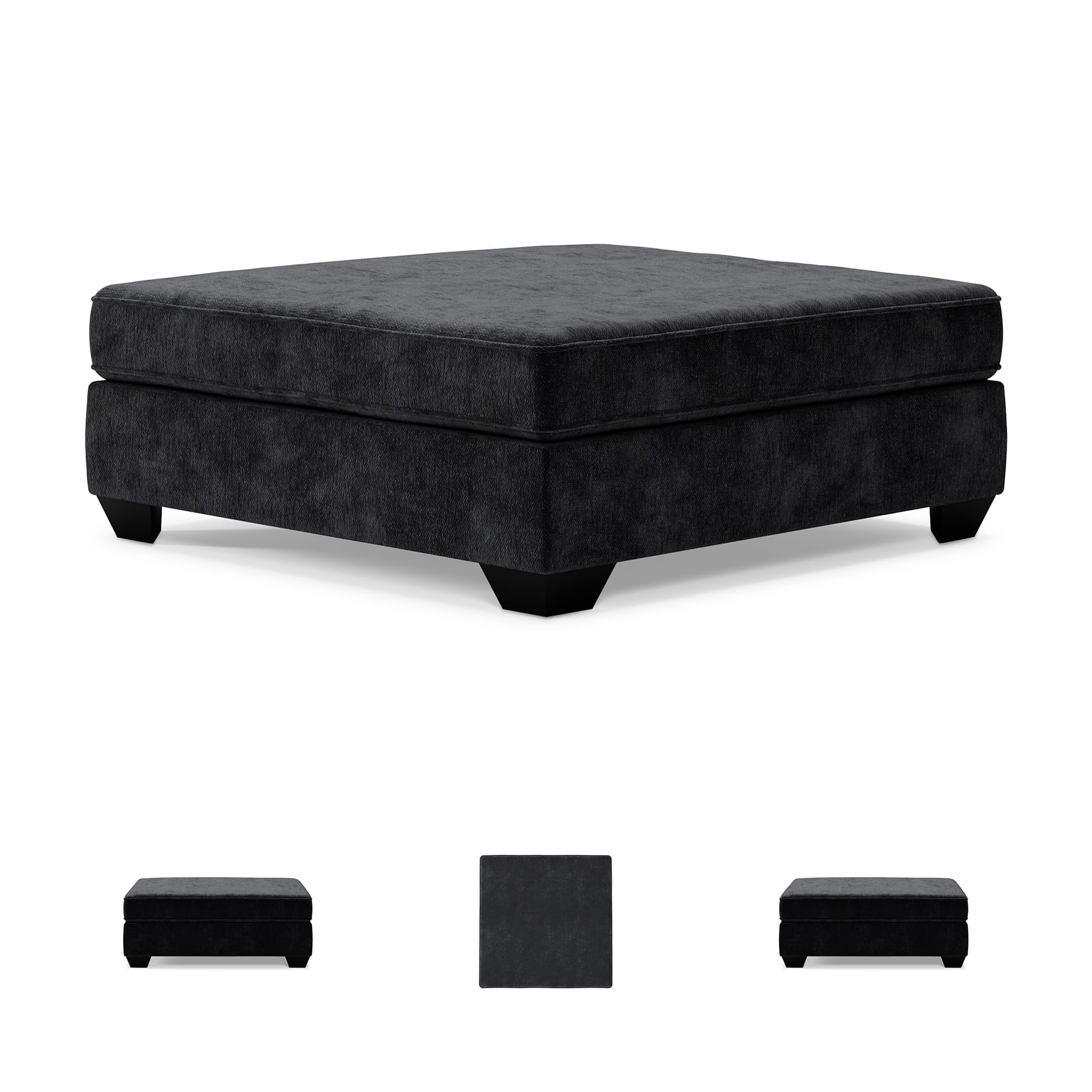 Signature Design by Ashley Lavernett Oversized Fabric Accent Ottoman in Charcoal