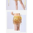 thumbnail image 4 of Sequined Fringed 4-Layers Drawstring Closure Belly Dance Waist Chain Skirt Hip Scarf Latin Skirt,golden yellow, 4 of 4