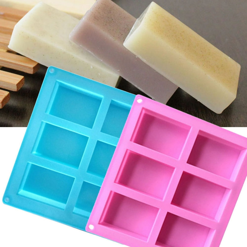 6Cavity Rectangle Soap Mold Silicone Craft DIY Making Homemade Cake