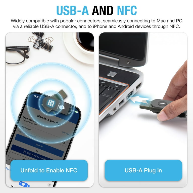 Thetis Pro-A FIDO2 Security Key Passkey Device with USB A NFC