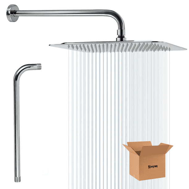 Regadera Cuadrada Baño 20x20 Grande con Tubo Acero Inoxidable Lluvia Alta Baja Presion Moderna Femmto